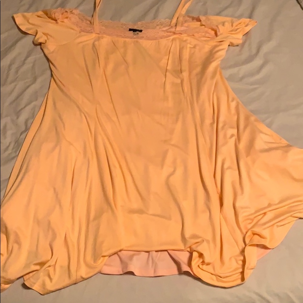 New torrid peach off shoulder dress